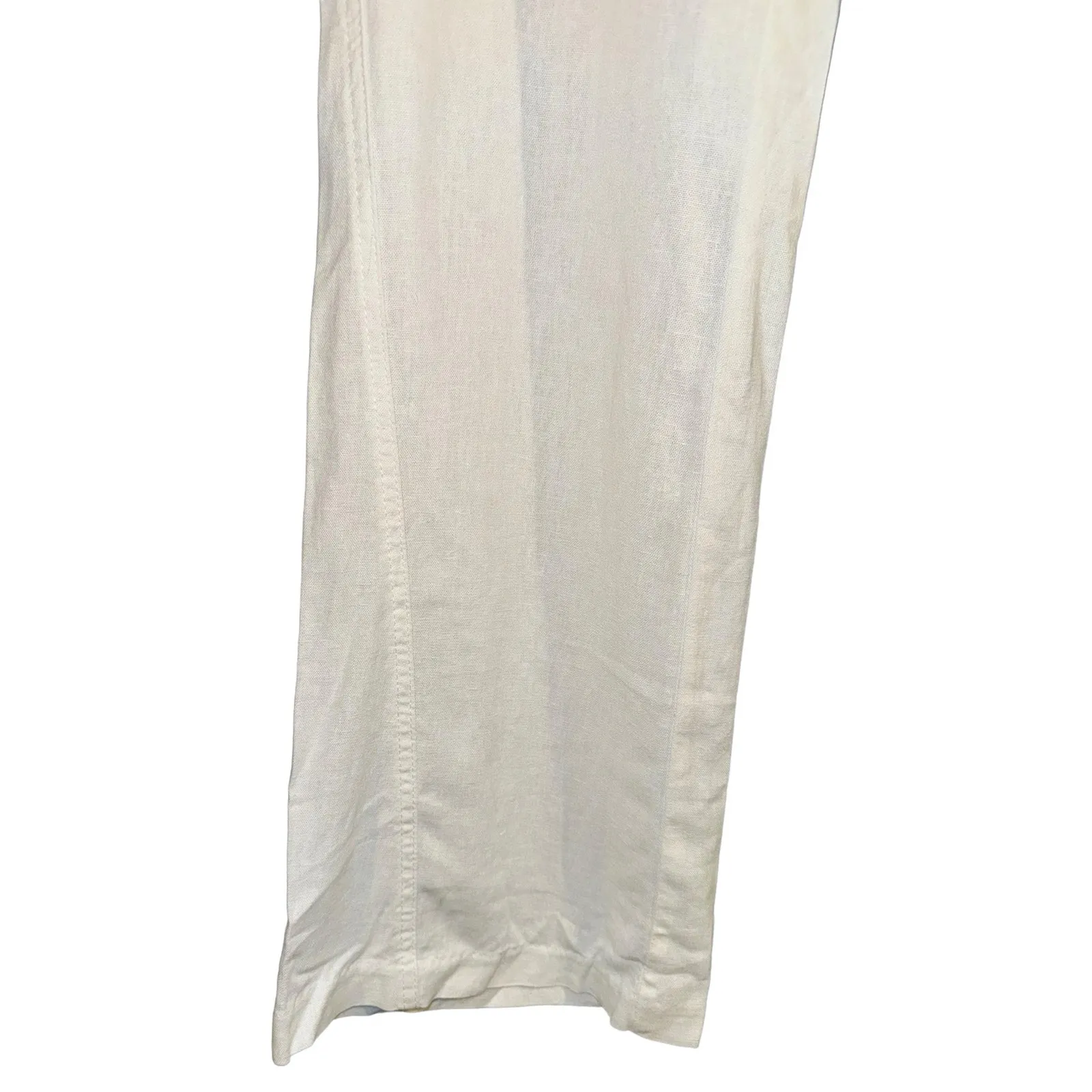 New Roxy Linen Blend Wide Leg Pants Womens Large Breathable Lightweight Nautical - Image 3