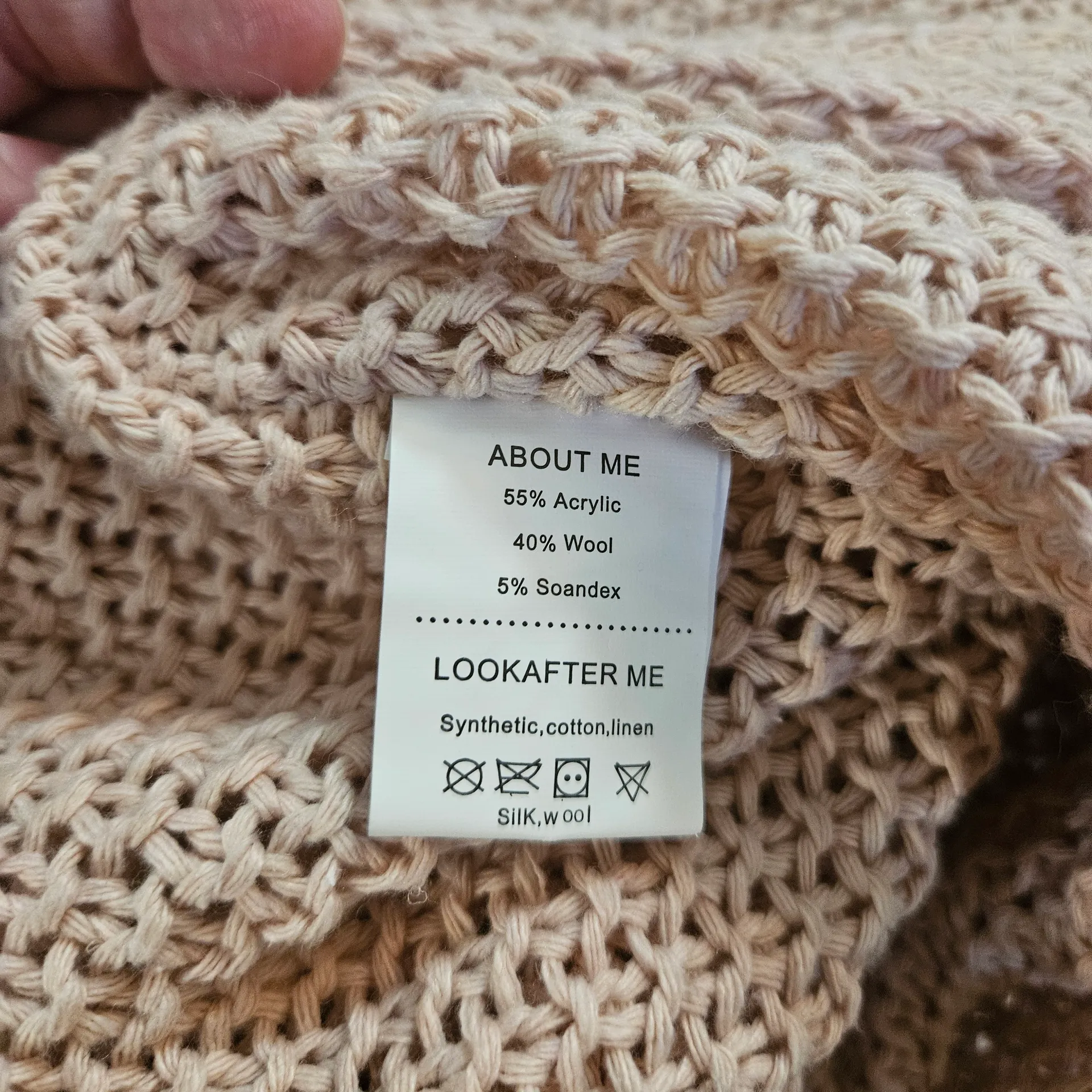 Exlura New Collection Women's Blush Knit Sweater Vneck Oversized Acrylic/Wool Pink Size XL - Image 6