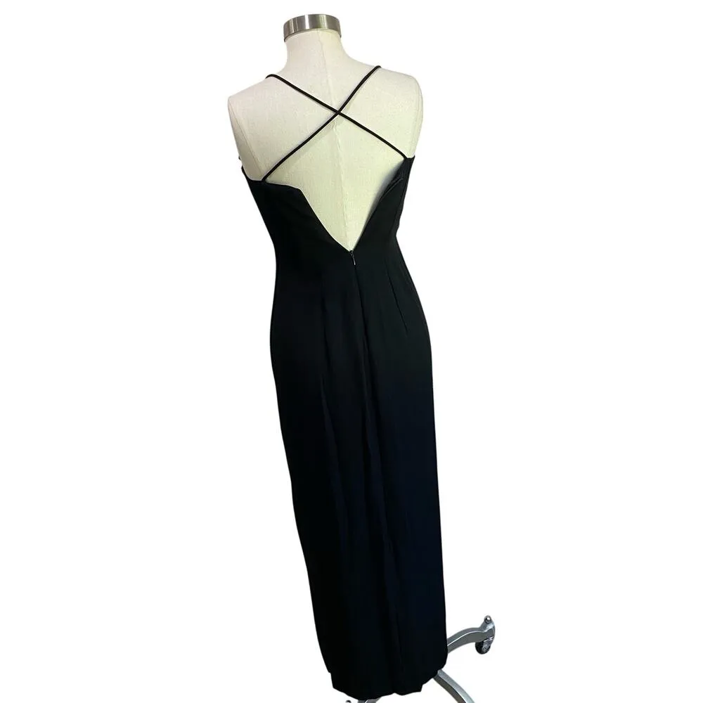 Vintage Y2K 90s Faviana Black Whimsigoth Maxi Dress Size 5/6 - Image 3