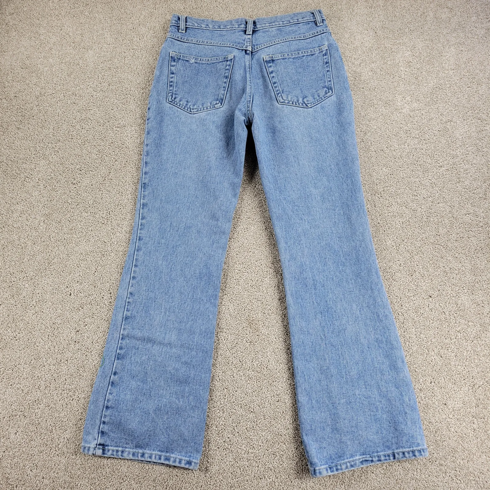 No‎ Boundaries Juniors Jeans 7 Blue Light Wash Floral Embroidered Bootcut Y2K - Image 2
