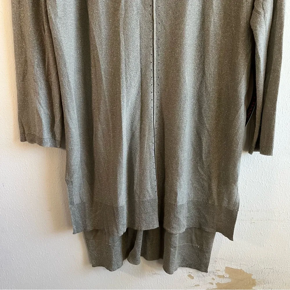 Simon Chang Sweater Silvery Gray Metallic Lightweight Tunic High - Image 6