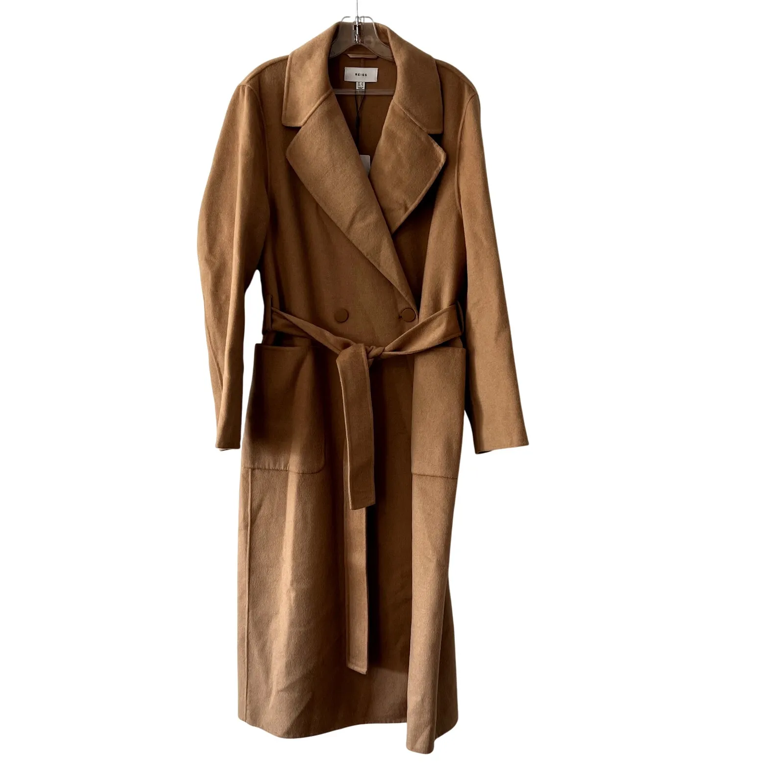 Reiss Lucia Double-Breasted Wool-Blend Coat in Camel Beige Size 12 NWT - Image 6