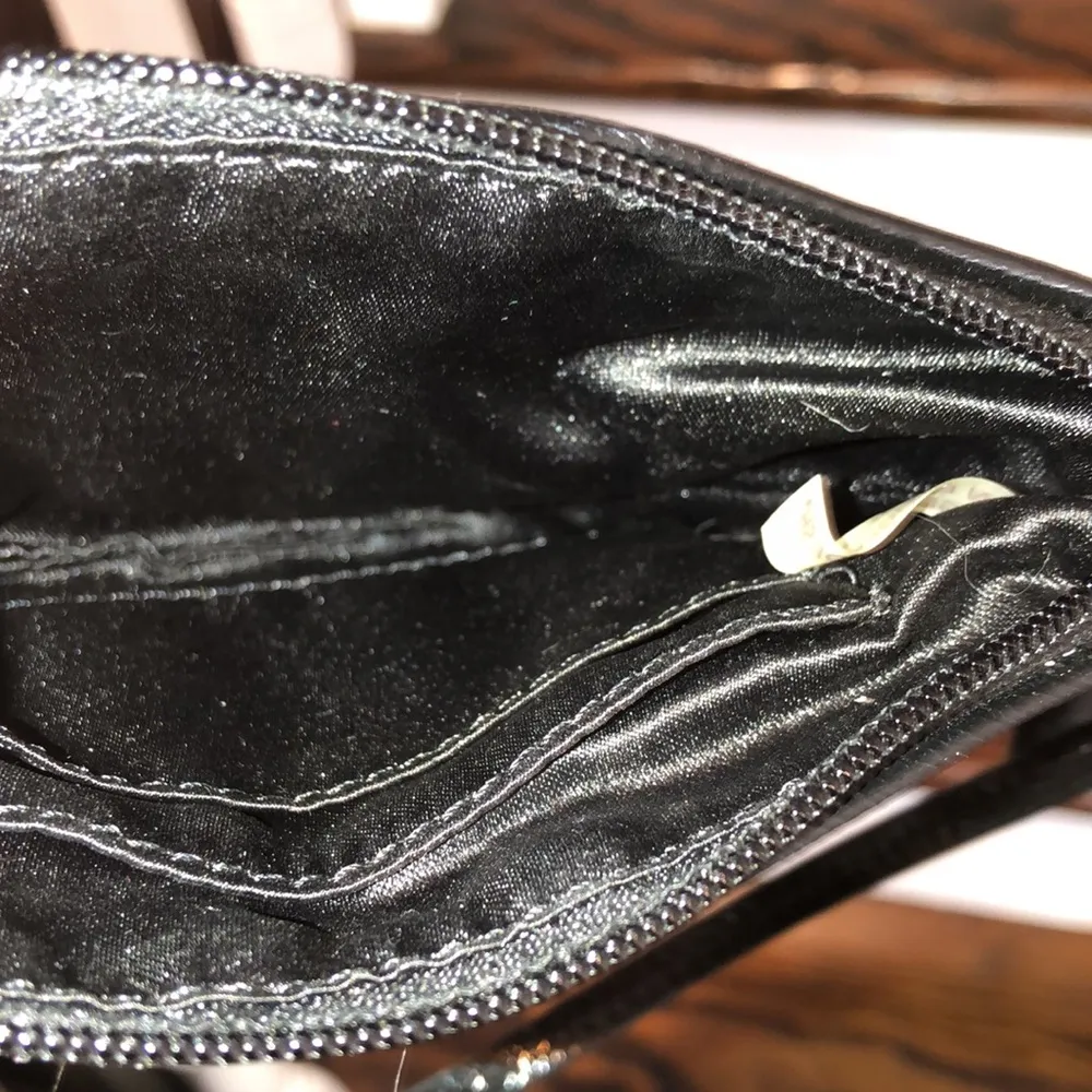 COACH Black Patent Leather Grey Canvas Jacquard Signature C Wristlet - Image 5