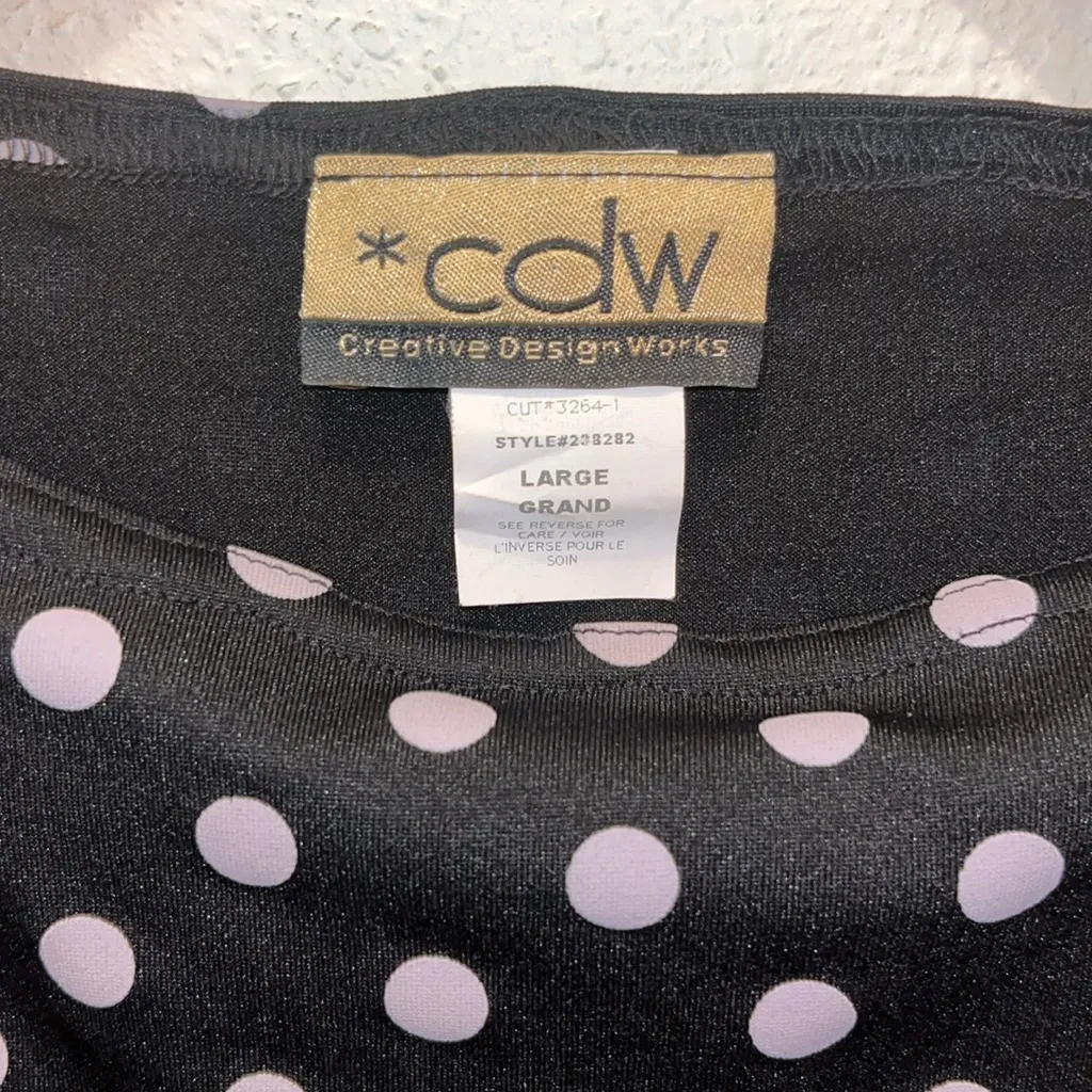 Vintage Y2K Women's Black off White Polka Dot Sleeveless Top • modest • business Size L - Image 3