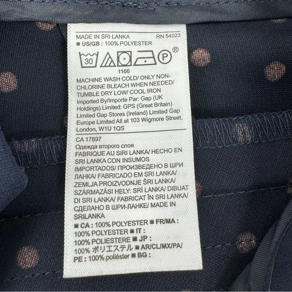 Banana Republic High Rise Wide Leg Polka Dot Pants Blue Tan Size 6 - Image 10