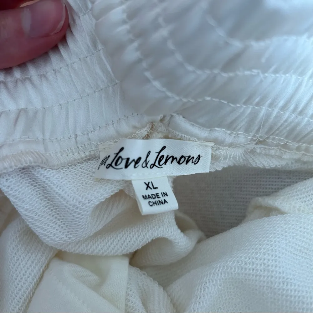 For Love and Lemons Frankie Rosette Crossover Waistband Sweatpants White Size XL - Image 10