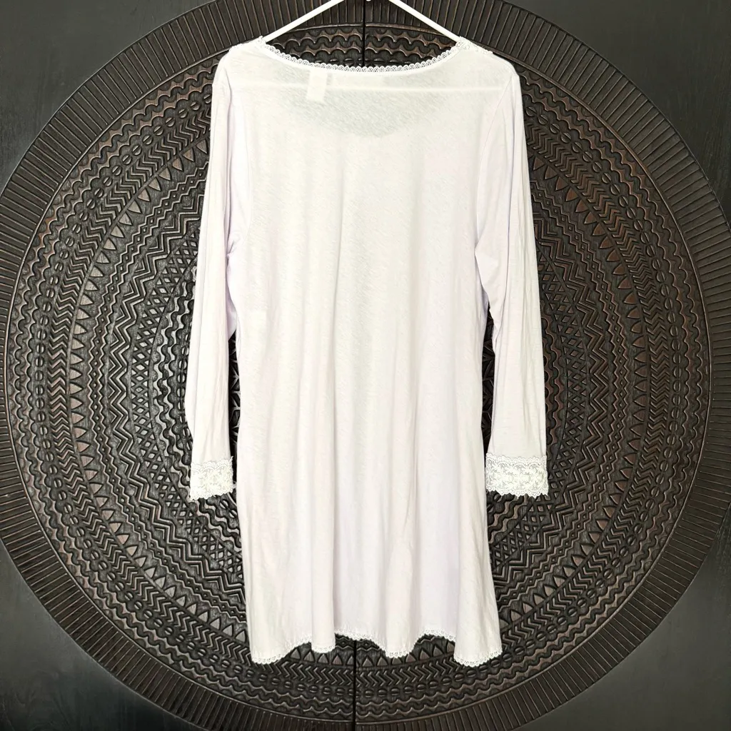 Eileen West Cotton Modal Open Front Robe L Lilac Lace Tradwife Cottage Rustic Purple Size L - Image 7