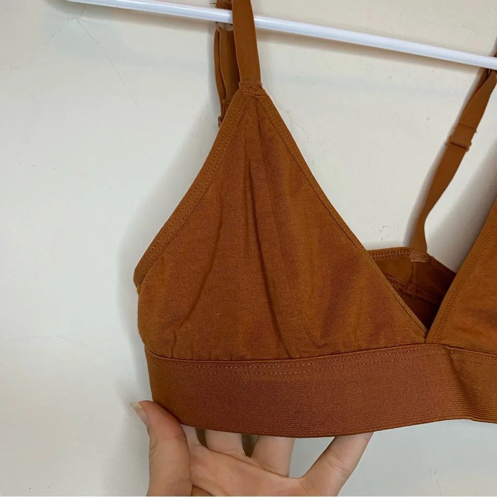 RICHER POORER Classic Triangle Bralette Unpadded Tobacco Brown/Orange Sz Small Brown - Image 4