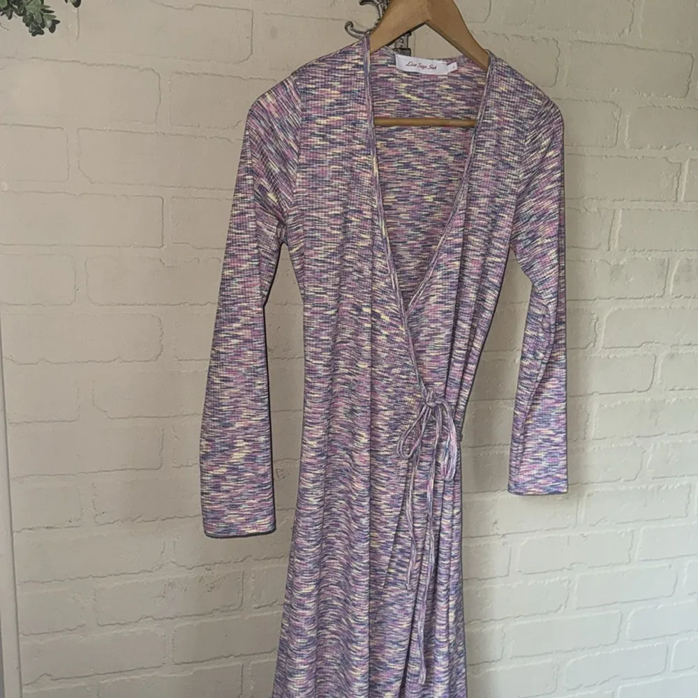 Lisa Says Gah dress Lucille Long Sleeve Wrap style Berry Size Small - Image 5