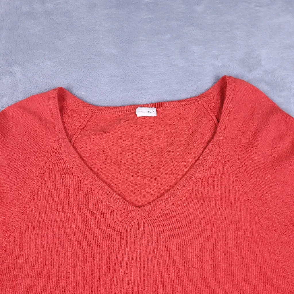 Anthropologie Moth Eastward V-Neck Pullover Cashmere Blend Red Size M Medium - Image 4