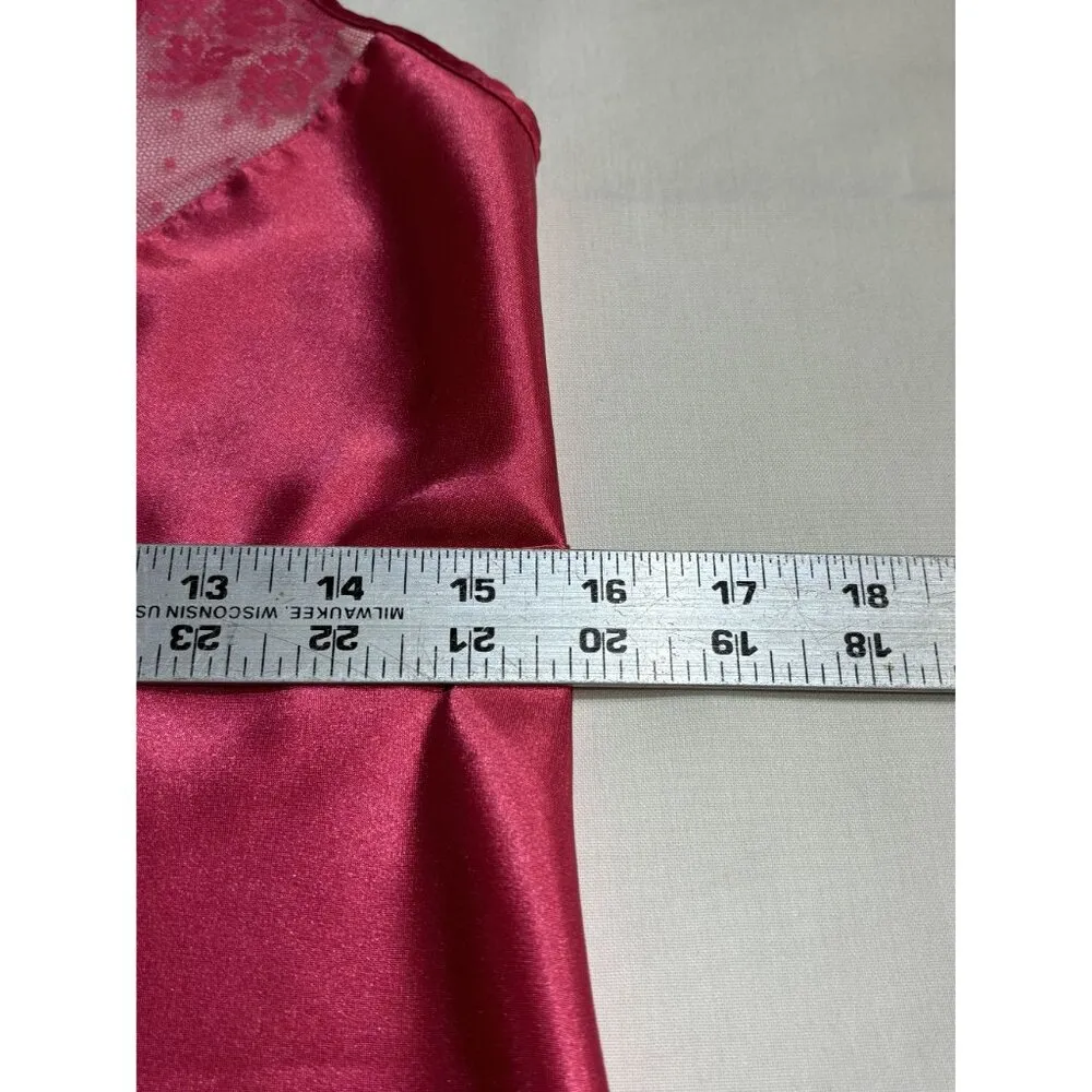 VTG Halston Pink Satin & Lace Chemise Nightgown Women's Medium Babydoll - Image 5