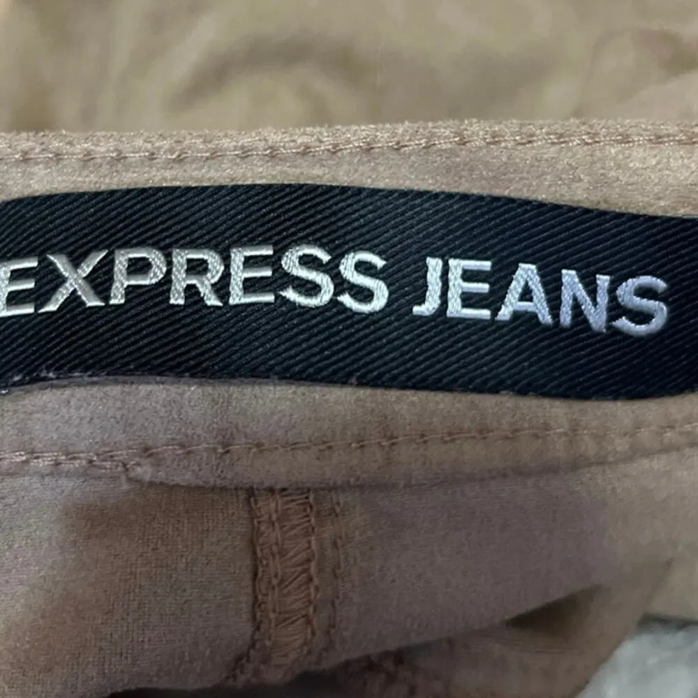 Express Jeans Women's Tan Khaki Suede Button Down A Line Mini Skirt Size 0 - Image 4