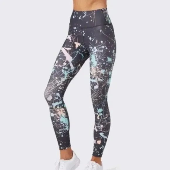SPLITS59 x BANDIER Splatter Print Leggings Size Small - Image 4