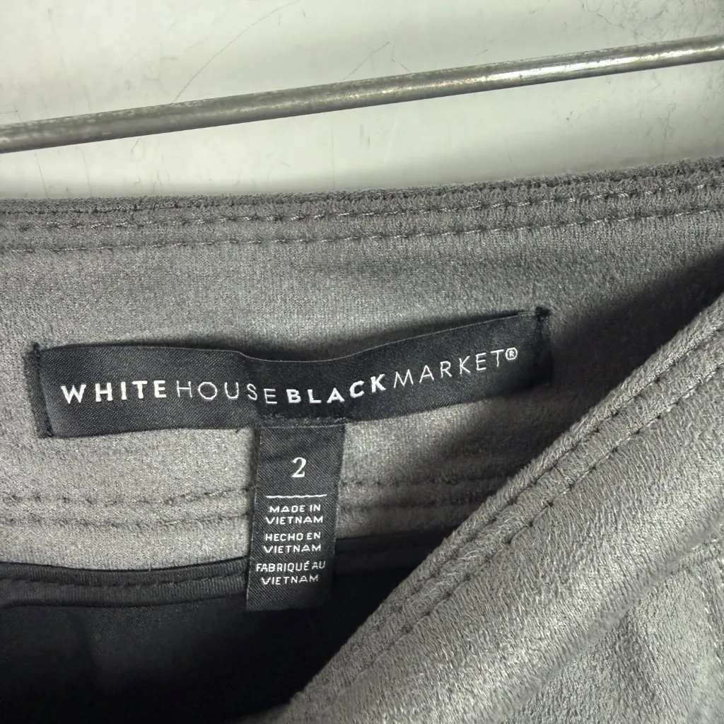 NWT White House Black Market Faux Suede Faux Wrap Skirt Smoked Pearl Size 2 NEW - Image 6