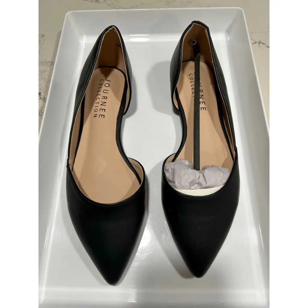 NEW Journee Black Faux Leather Cortni Flat Shoes 8 $65 - Image 2