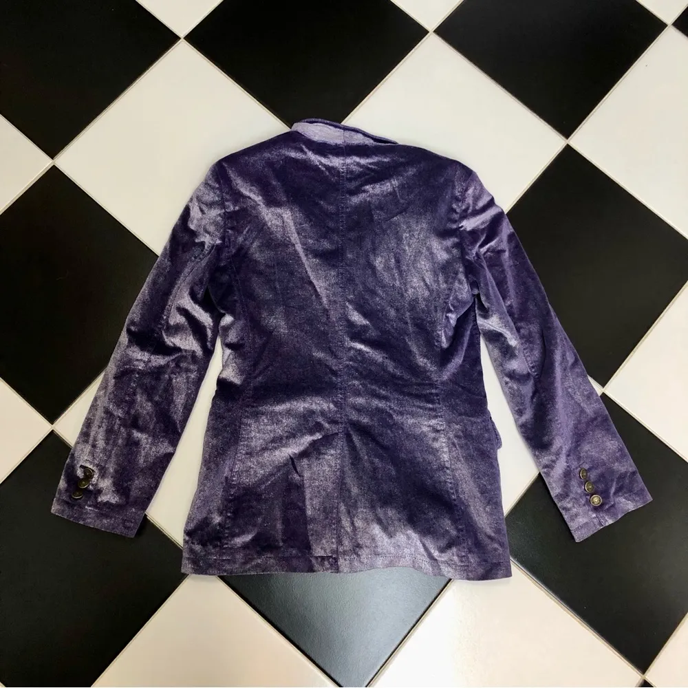Jeans Velvet Blazer Dark Purple Silver Tone Velour Metallic Lavender 6 - Image 7