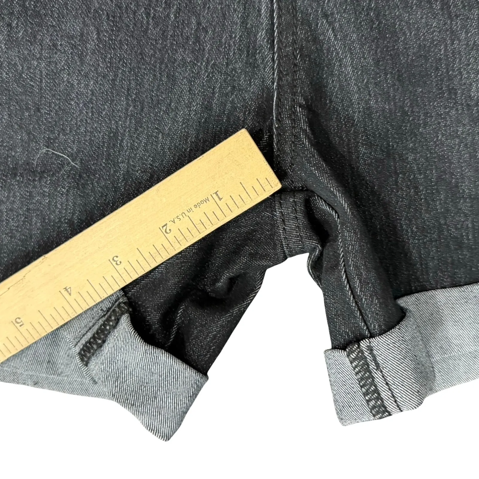 Modcloth Navy Blue Dark Wash Button Fly High Rise Stretch Cuffed Shorts size 4 - Image 2