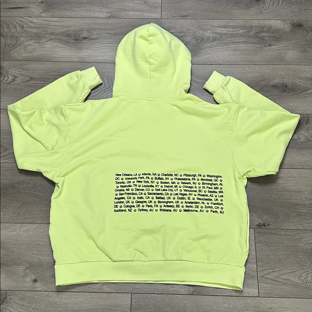Billie Eilish Happier Than Ever The World Tour 2022 Hoodie Lime Green Large - Image 4