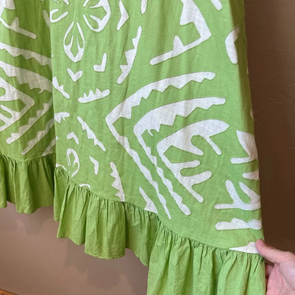love label anthro Arya Opaline Ruffle Sundress Peasant Midi milkmaid Cottagecore Green Size XL - Image 6