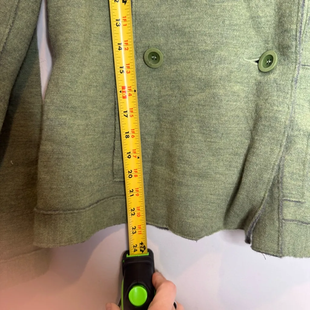 Eileen Fisher Merino Wool Double-Breasted Peacoat Sweater Jacket Green Size S - Image 7