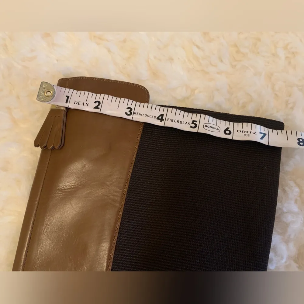 Yves saint laurent knee high leather pointed toe heel boots in brown size 40 - Image 6