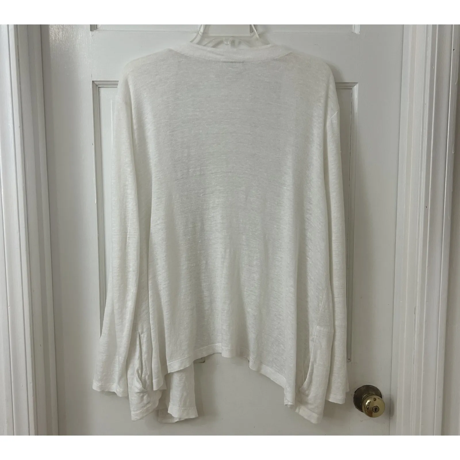 J.Jill Love Linen Flowy White 100% Linen Open Lightweight Pockets Cardigan Sz XL - Image 2