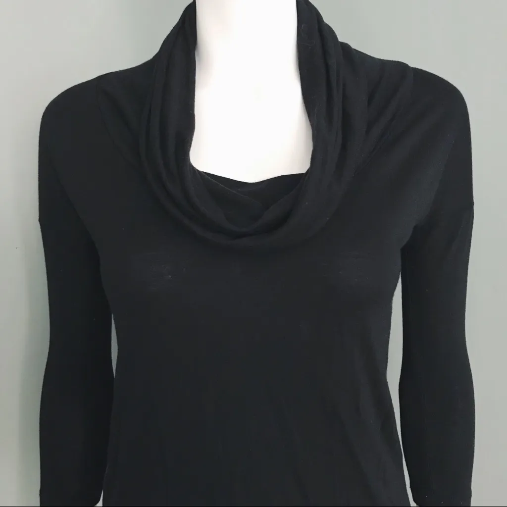 Draped Cowl Neck Top in Black | Size XS - Image 2