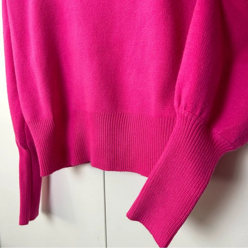French Connection Puff Sleeve Bright Pink Turtleneck Sweater. - Image 5