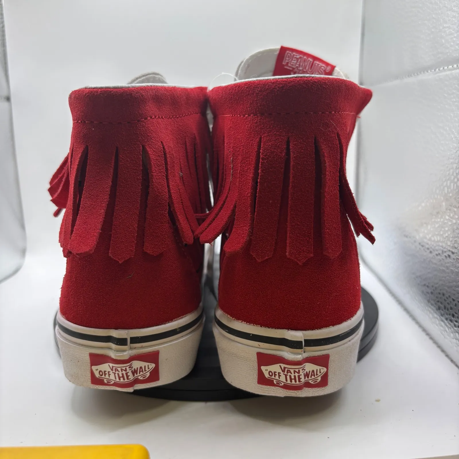 Vans x Peanuts Snoopy Red Fringed High Top Sneakers Shoes Men's‎ 4 Women's 5.5** - Image 2