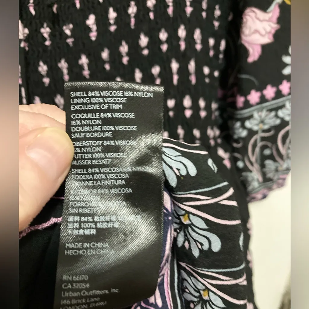 ***Anthropologie Dasha Smocked Black Floral Print Midi Dress - Image 7