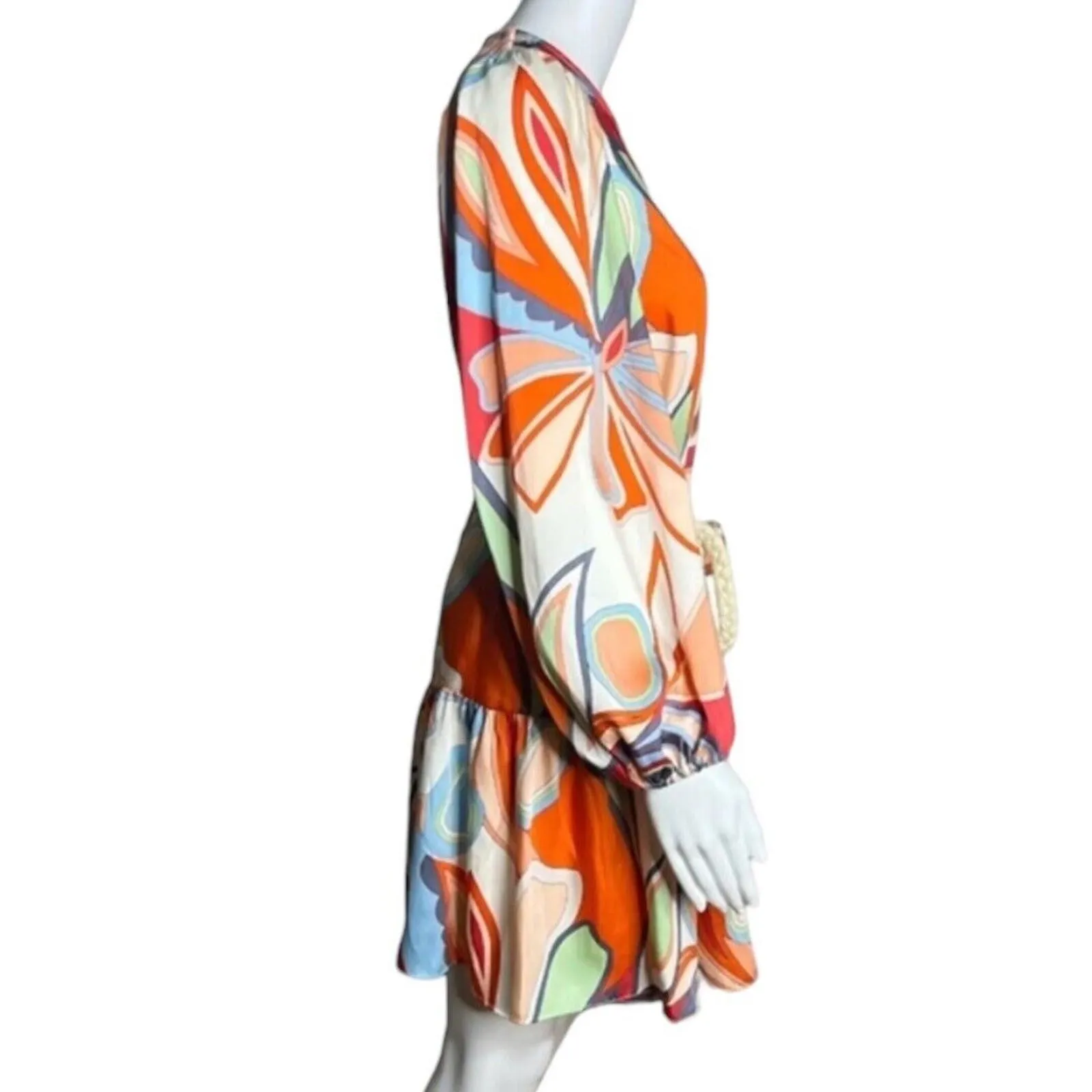 Alexis x Target Dress Womens Small Mini Multicolor Retro Floral Tiered Rope Belt - Image 2