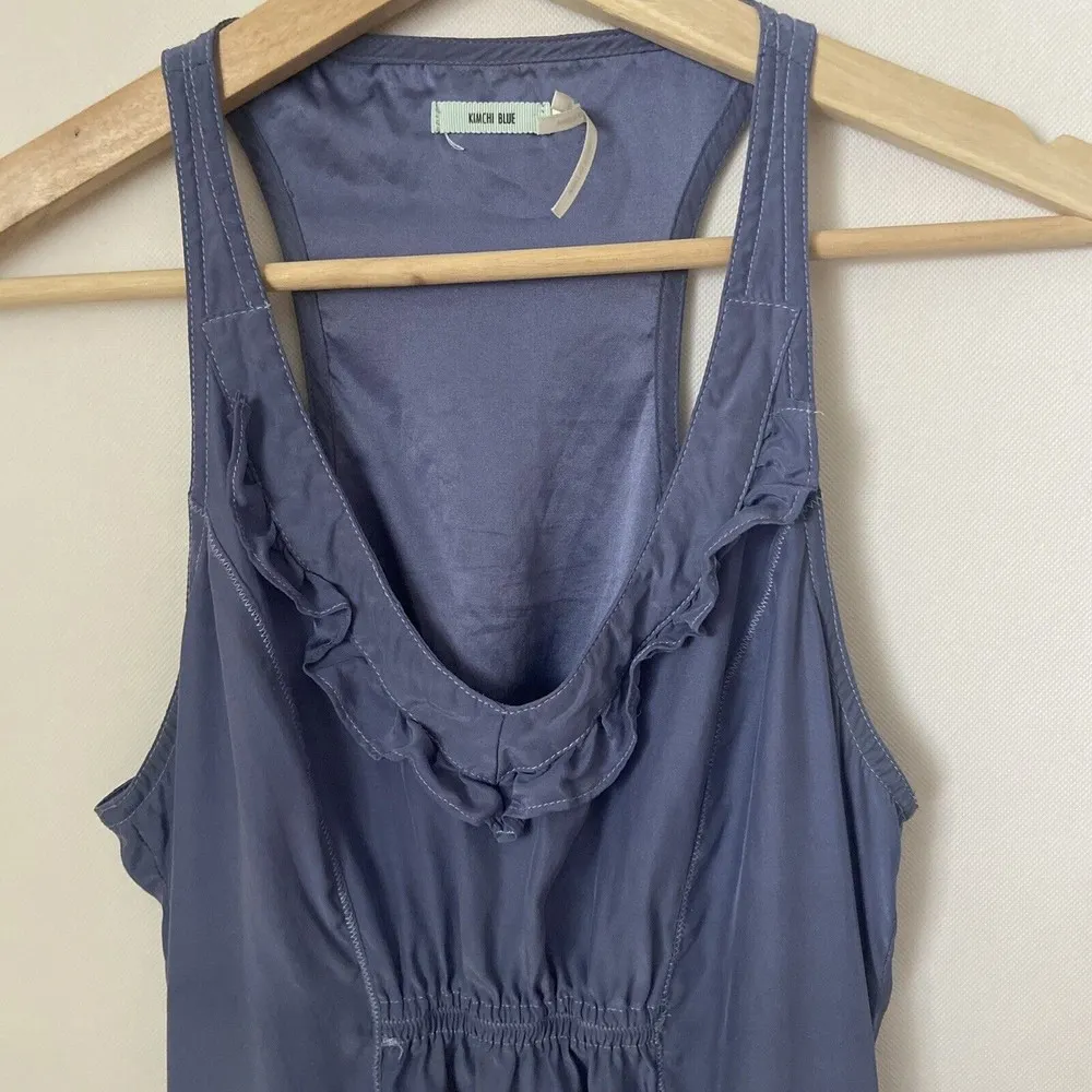 Kimchi Blue Womens Dress Blue Sleeveless Tank Ruffle Baby Doll Silk Sz XS - Image 2