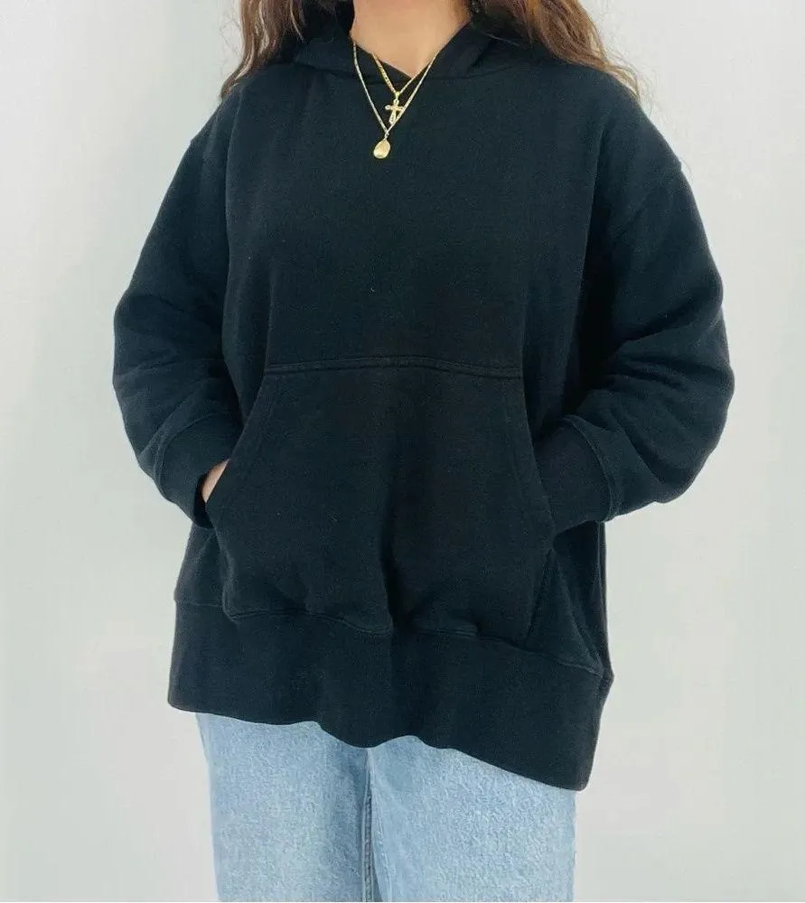 urban outfitters classic black oversized hoodie sweatshirt front pockets size s - Image 4