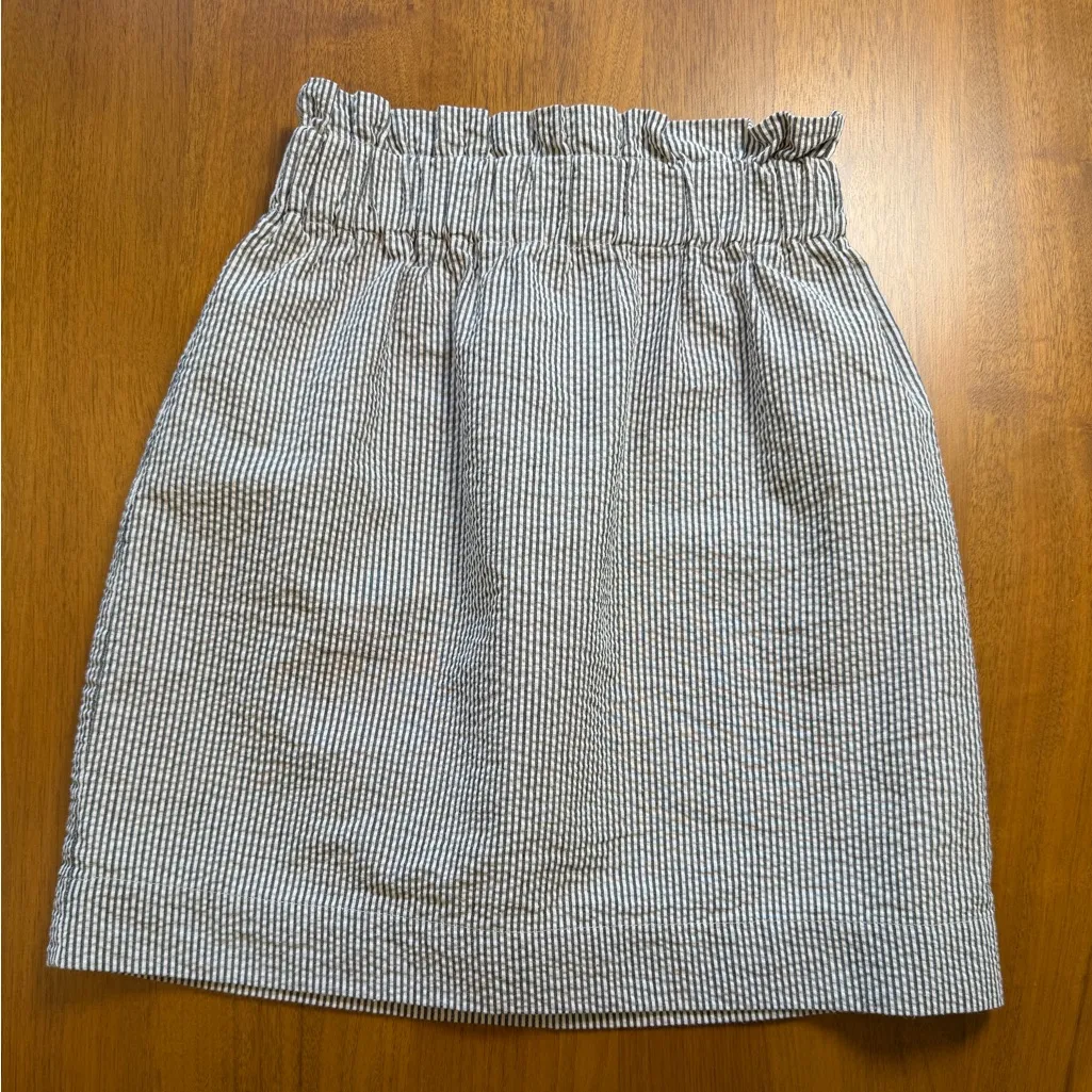 Lauren James Seersucker Skirt XS Blue White Elastic Waist Collegiate - Image 3