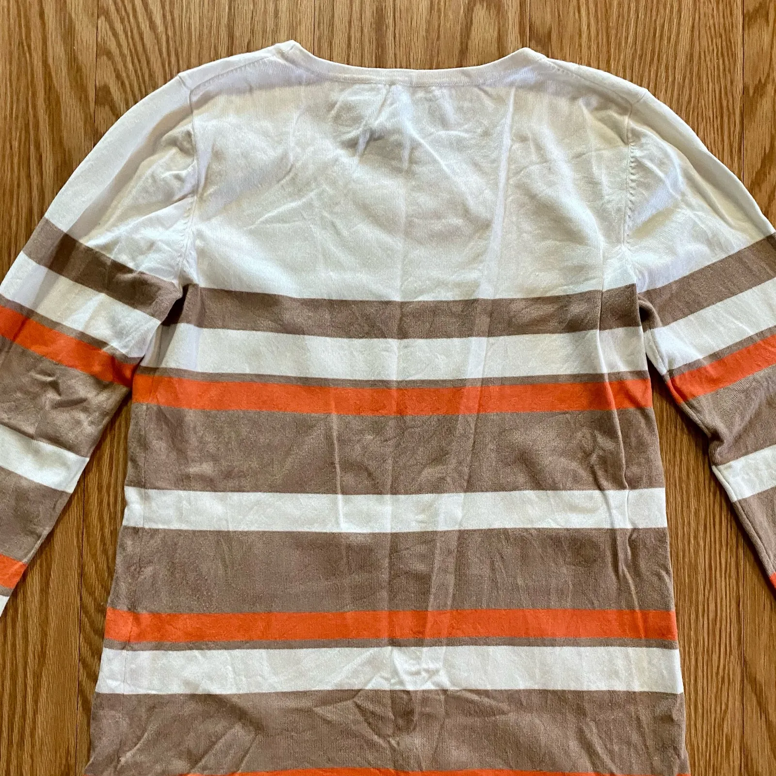 Cupio Tan White Striped Sweater Top Womens Medium - Image 8