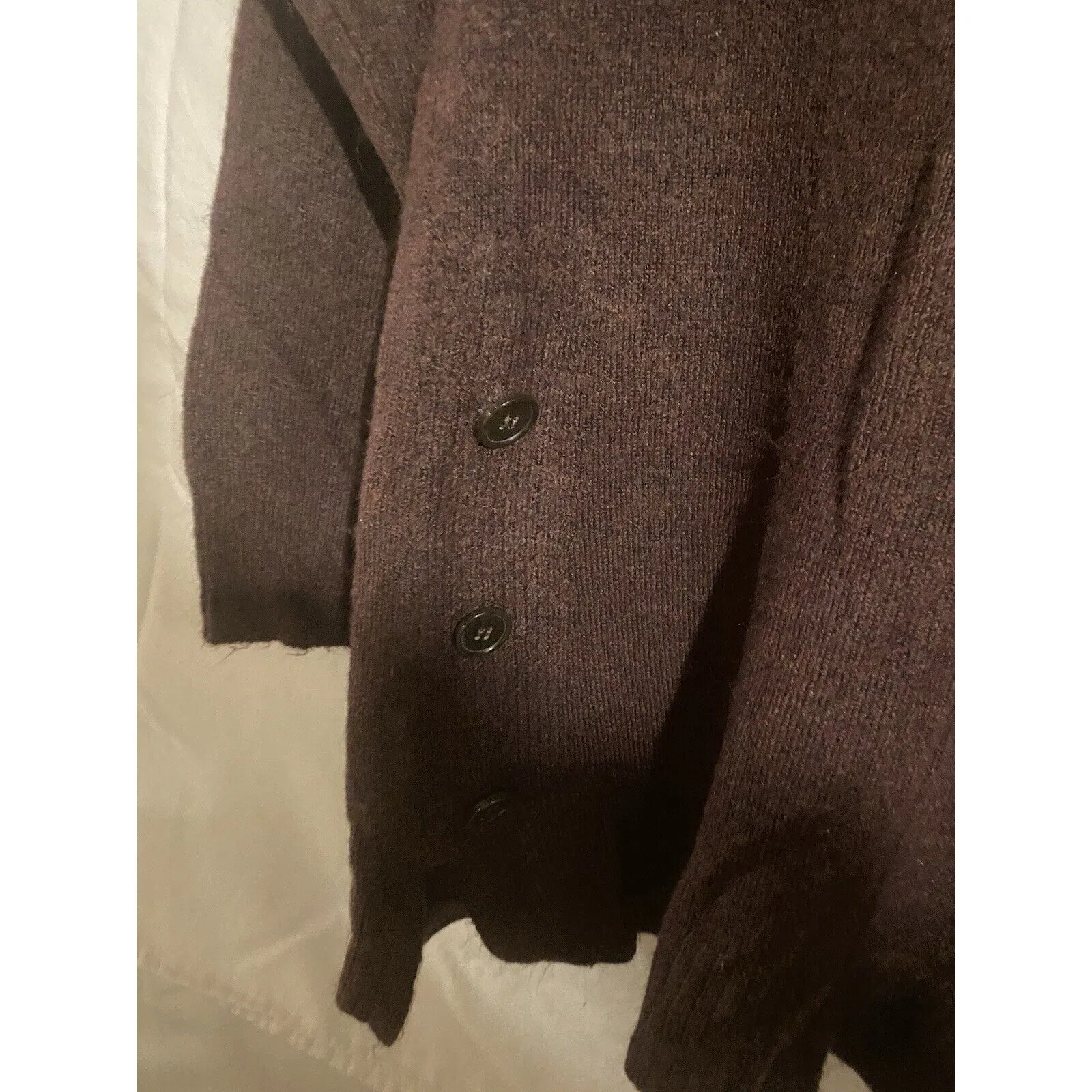 Peyton Primrose‎ Khaki Pullover Mock Neck Raw Seams Button Accents Size Medium - Image 2