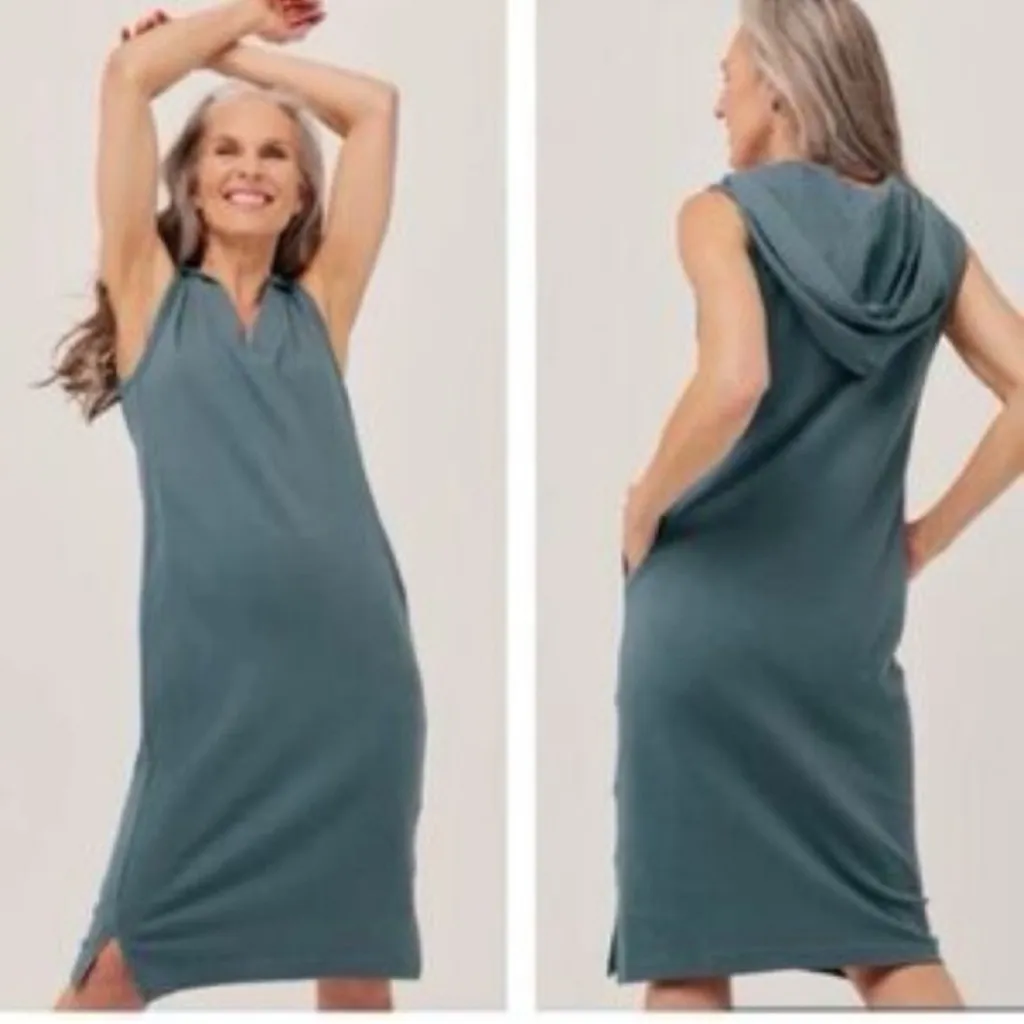 PACT Organic Cotton Airplane Hooded Tank Midi Dress - Image 3