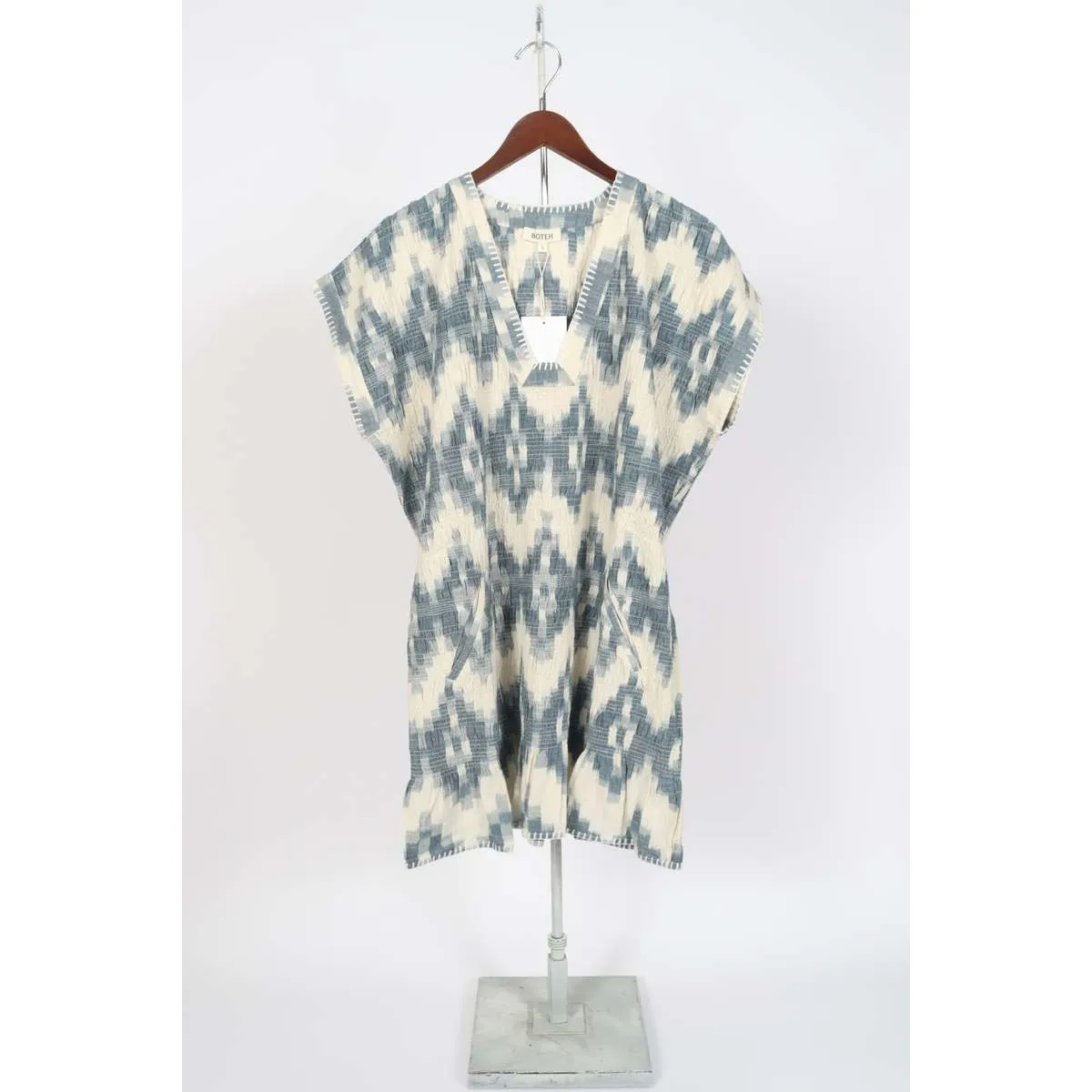 NWT BOTEH Neith Ikat Tunic Blue Size Small Cotton Beach Coverup‎ Resort - Image 6