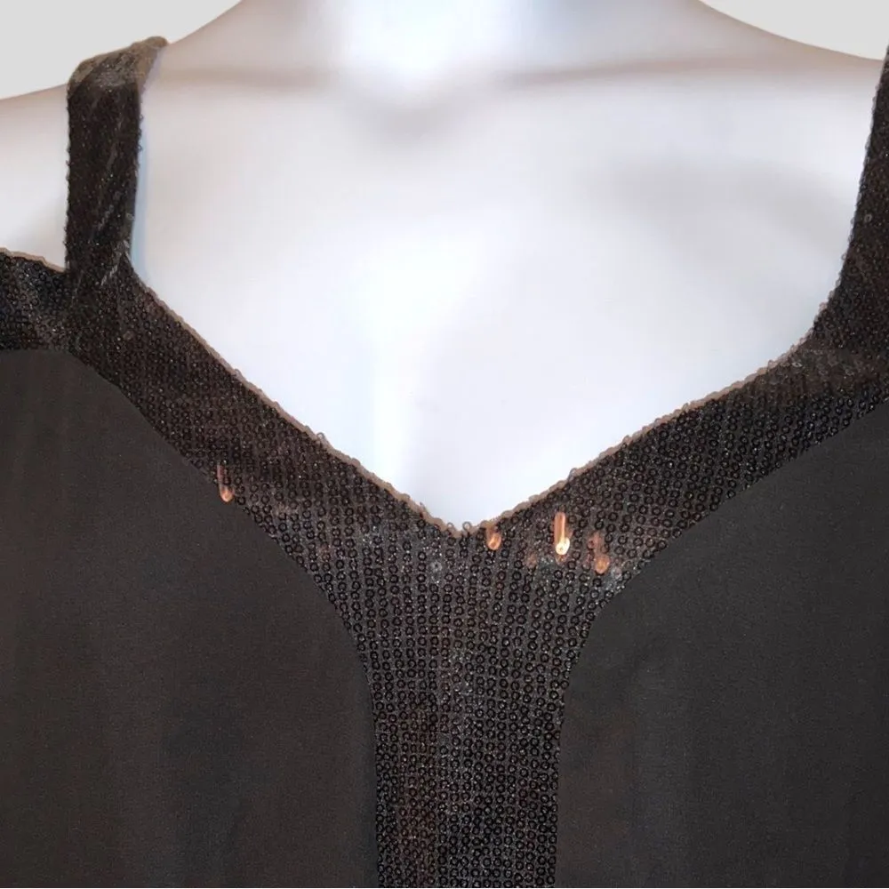 Established 1962 black evening dress with sheer cold shoulder design. Sparkle Black Size undefined - Image 3
