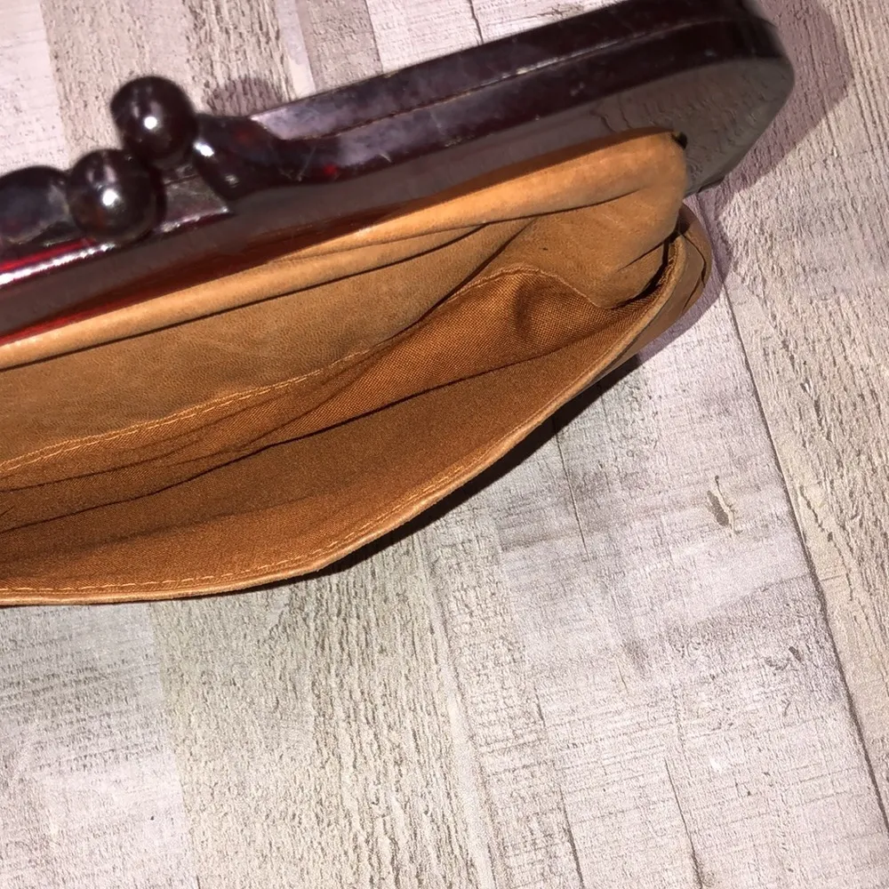 Vintage leather clutch purse Tan - Image 3