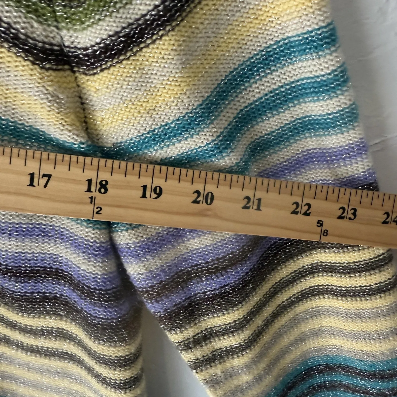 Mountain Lake Sweater Y2k Large Petite Multicolor Stripe Button Front Cardigan - Image 6