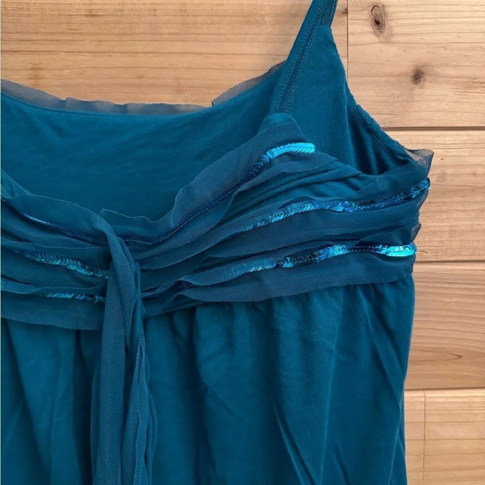 Y2K Express Size Small Sequin Mesh Detail Tank Top Tie Back - Image 8