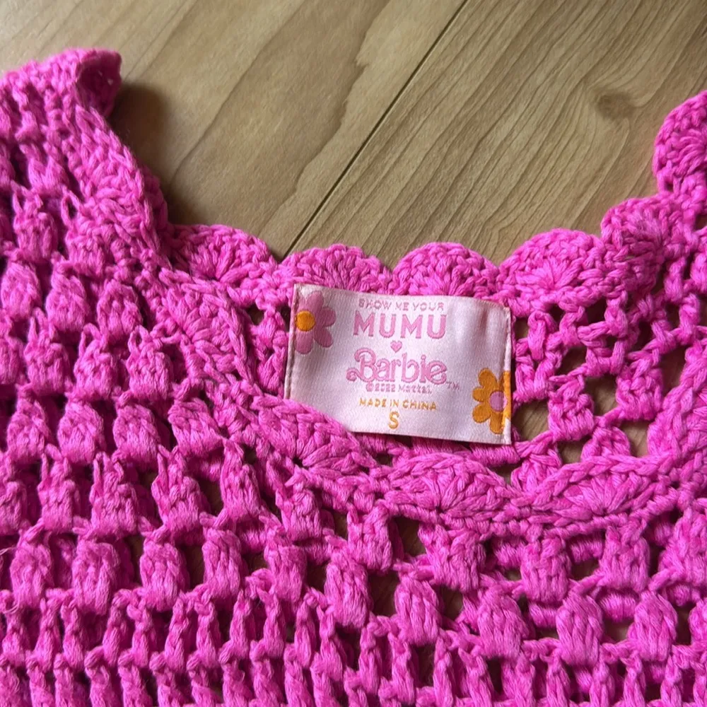 MUMU X Barbie Pink Crochet Dress - Image 2