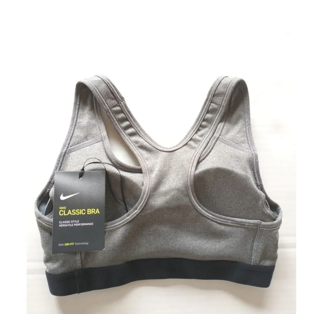 New! NIKE Pro Classic Racerback Medium Support Sports Bra Gray Black Size XS - Image 8