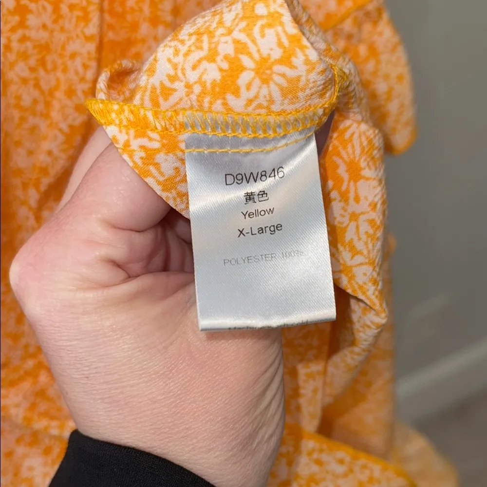 Floral Golden Yellow Floral Print Tie Front Shorts Romper Women's XL Gold - Image 5