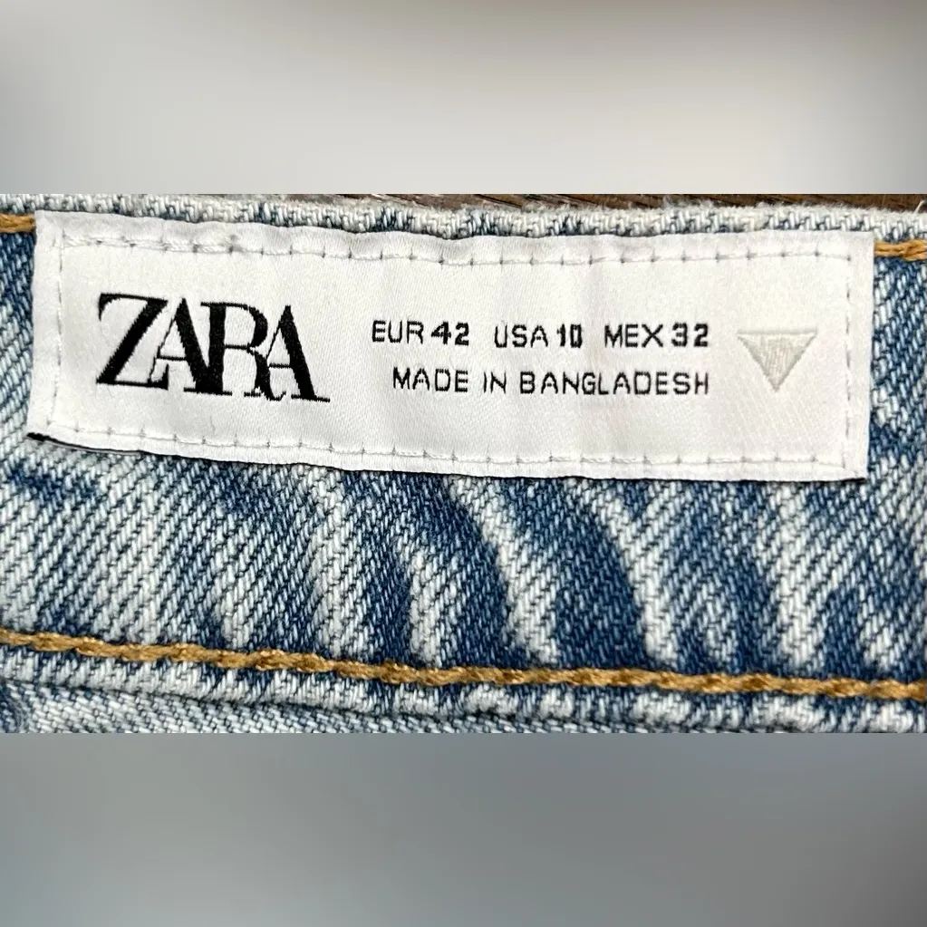 Zara Women’s Size 10 High Rise Tall Baggy Wide Leg Distressed Retro Jeans - Image 2