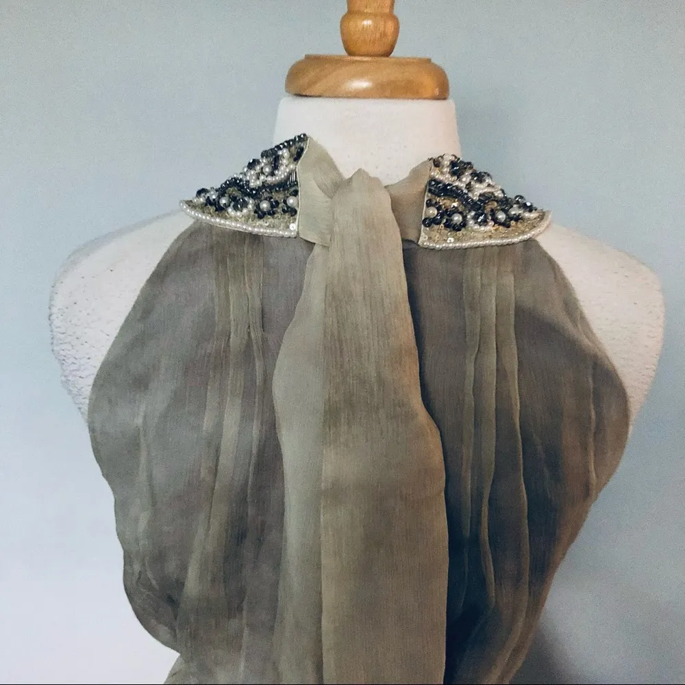 Alice + Olivia Gray Tan Silk Tie Dye Party Cocktail Dress Size S - Image 6