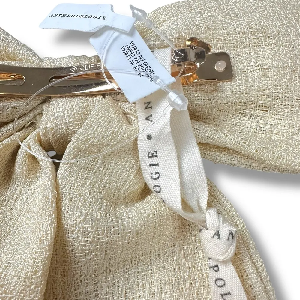Anthropologie Coquette Ethereal Ivory Textured Hair Bow Clip NWT 14” Dainty - Image 3
