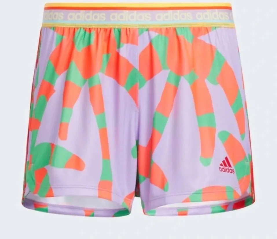 Farm Rio x Adidas Collab Pacer 3-Stripe Knit Shorts Bright Pattern Size Medium - Image 1