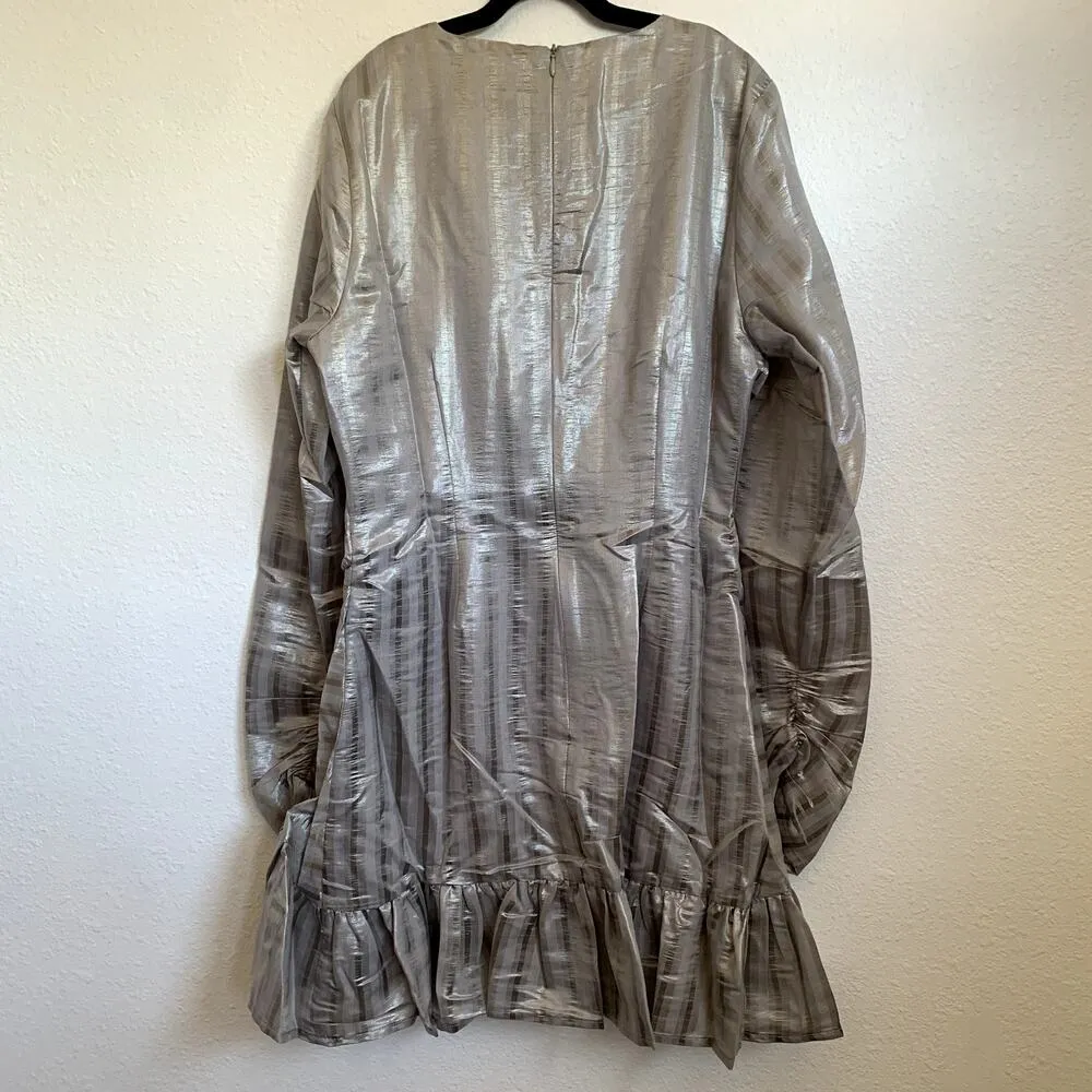 NWT Atoir Walk Me Home Metallic Cocktail Mini Dress in Silver/Gray Size 6 - Image 3